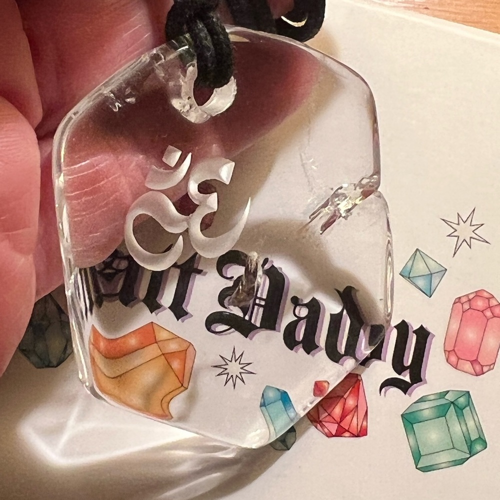 Pratt Daddy RARE Custom X-Large Rock Crystal Om Pendant Cord Necklace